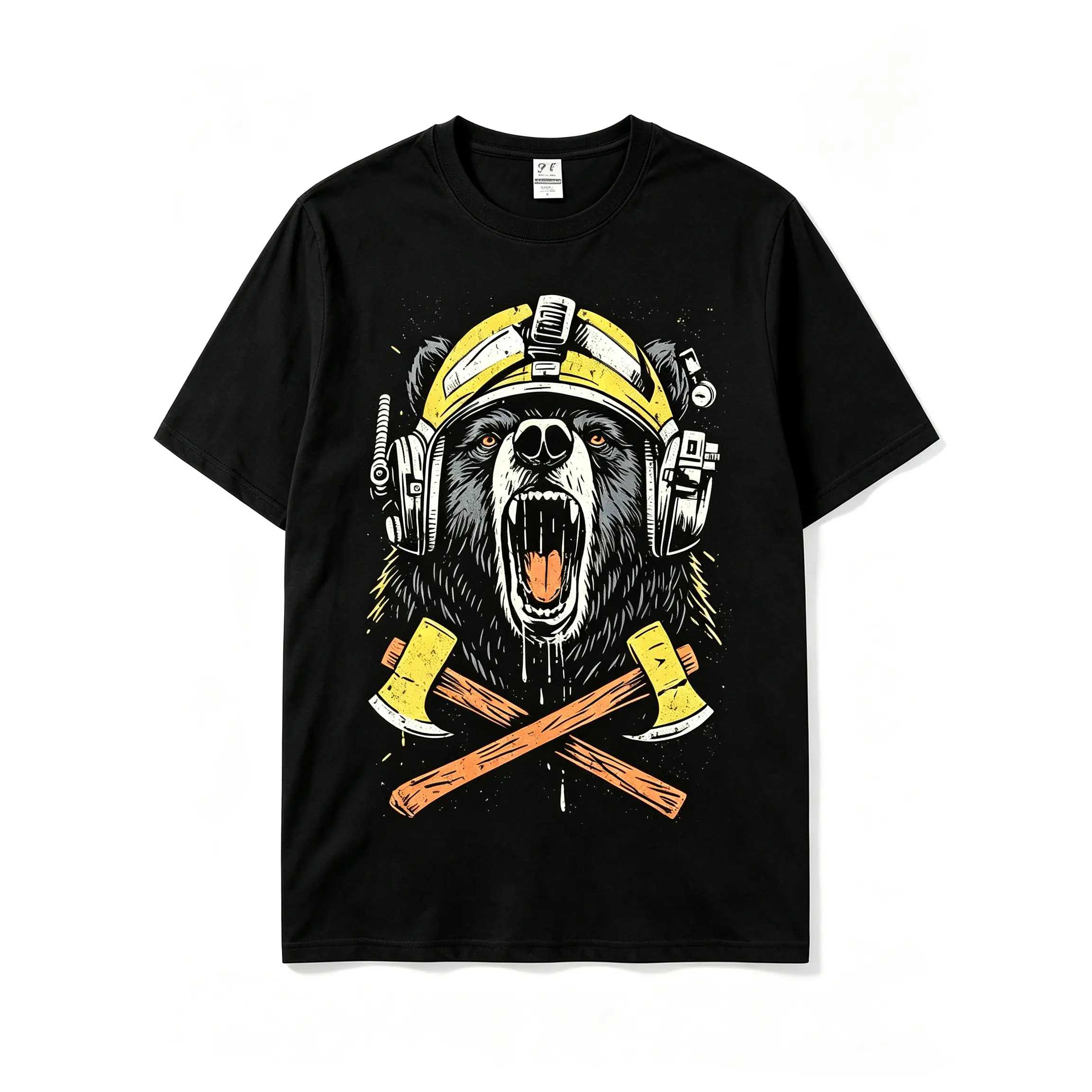Lumberjack Bear Graphic T-Shirt, Unisex Classic Vintage Style Short Sleeve Casual Wear in Lightweight Fabric, Tshirt, Shortsleeve, Menswear, Outdoor summer tee everyday, Round Neck, Bold Print, Machine Wash, Medium Length, Soft Cotton