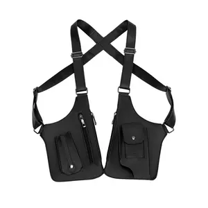 Vintage Sling Crossbody Bags for Men & Women Lightweight Multi-Purpose Outdoor Vest Bag with Zipper Pocket for Hiking Cycling Running Adjustable Strap in Black Brown Perfect Gift Versatile Shoulder Bags Hand Shoulder Bag