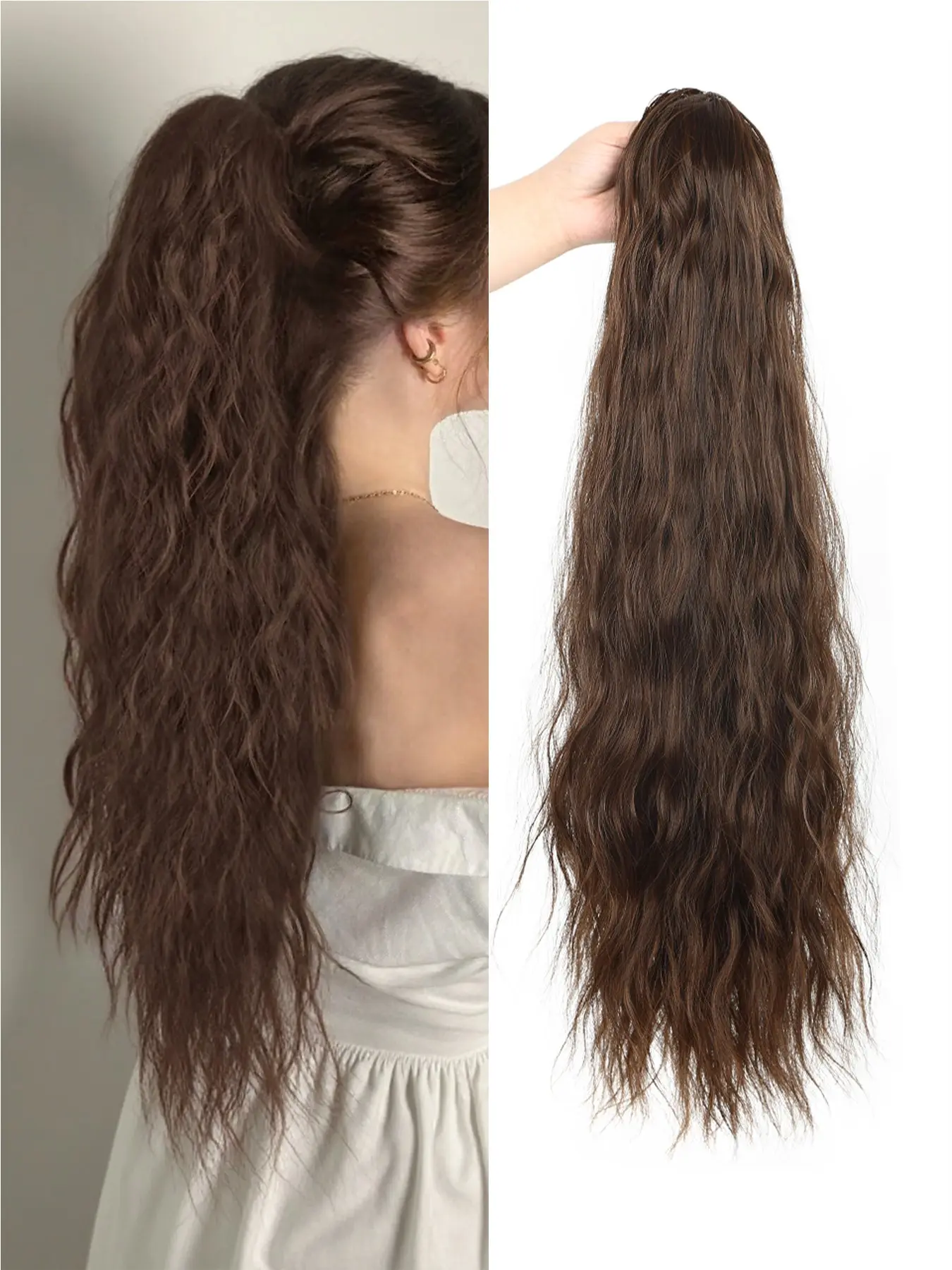 24-Inch Light High Ponytail Wig, Synthetic Straight Hair, Medium Length, All Seasons, Perfect for Daily Wear, Street Style, Dates