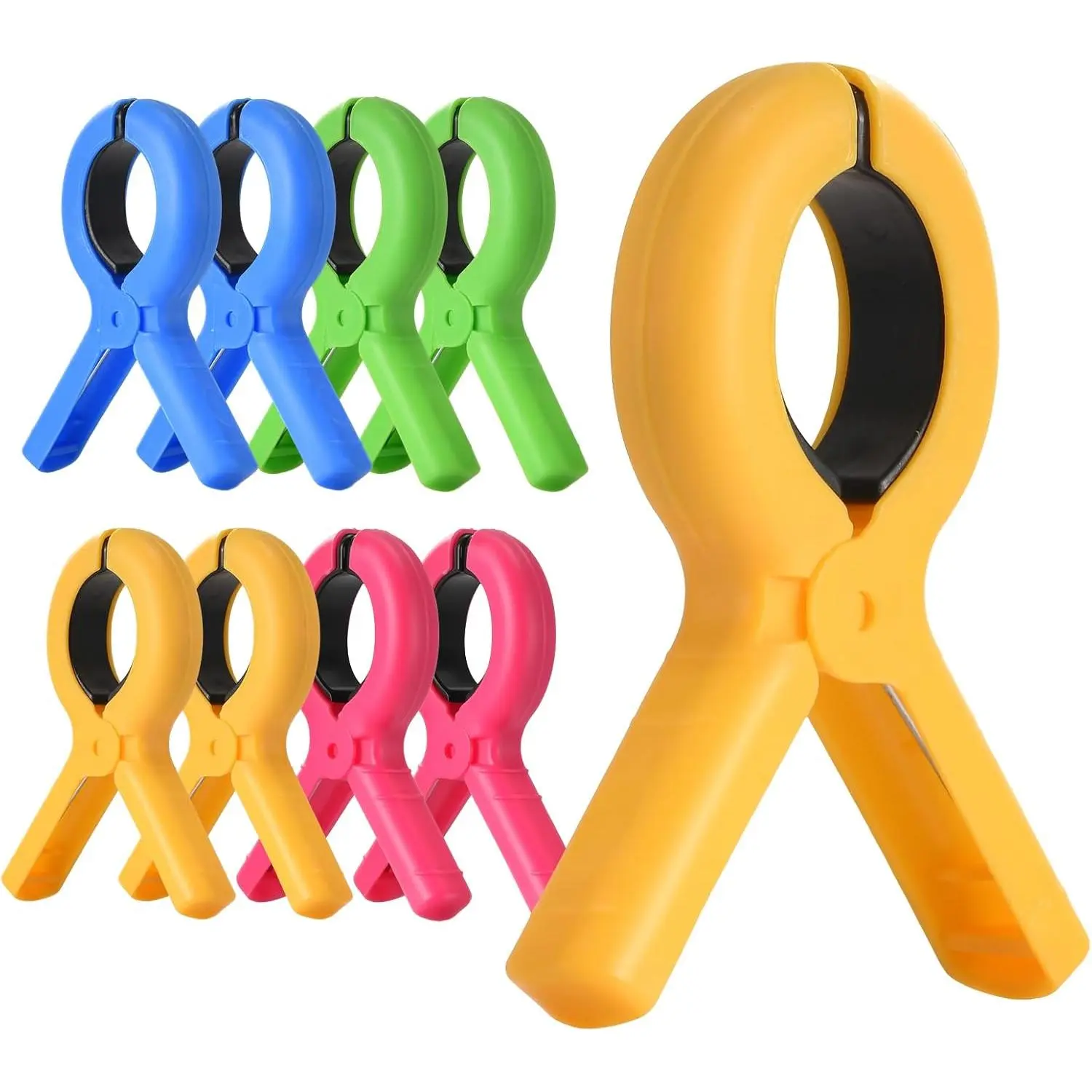 Large Beach Towel Clips 8 Packs Portable Towel Clips for Beach Chairs, Windproof Towel Clips for Pool Loungers & Cruise Chairs, Durable Beach Chair Clips, Essential Beach Accessories, 4 Color Options
