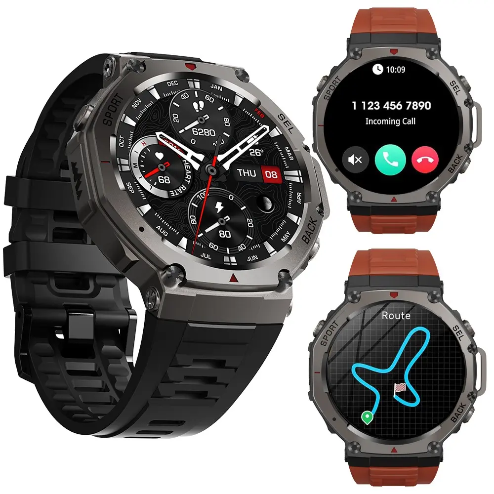 1.43Inch GPS Smart watch, Amoled Touch Screen, 5ATM Water Resistant, Outdoor Compass, Fitness Monitoring, Men's Sport Watch