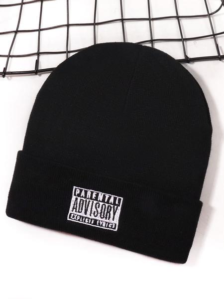 1pc Unisex  Beanie Knit Hats with Embroidered Letter, Outdoor Warm Headwear, New Fashionable Brimless Cap, Embroidered Fitted Cap