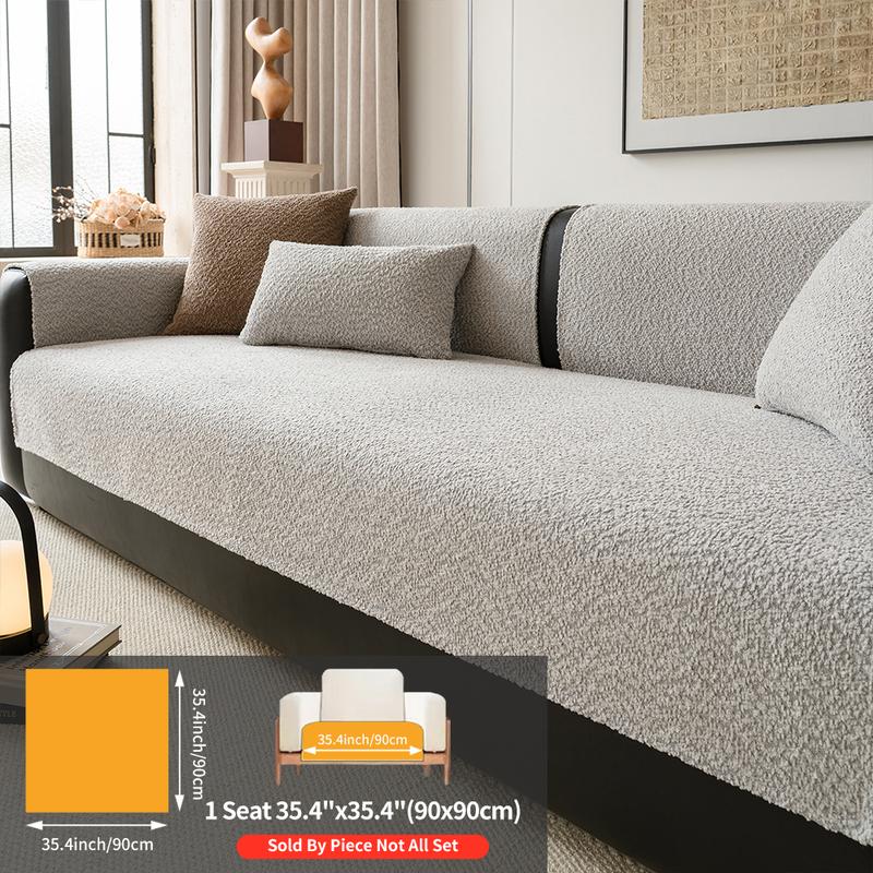 Pure Color Pearl Velvet Sofa Cover, Washable Sofa Slipcover, Pet-Friendly Anti-Slip Protector, Home Decor Furniture Protector for Living Room Bedroom