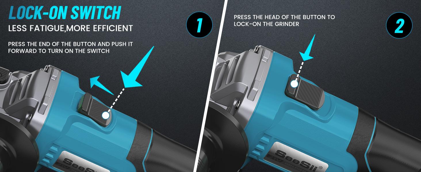 SEESII Cordless Angle Grinder Kit with 2x4.0Ah Batteries, 10000RPM Brushless Electric Metal Grinder w/ 4-1/2" Cutting Wheel, Flap Wheel, and Wool Carving Wheel for Precision Cutting & Grinding