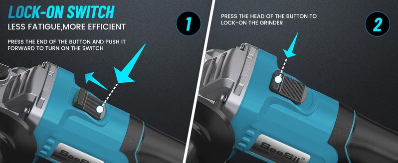 SEESII Cordless Angle Grinder Kit with 2x4.0Ah Batteries, 10000RPM Brushless Electric Metal Grinder w/ 4-1/2" Cutting Wheel, Flap Wheel, and Wool Carving Wheel for Precision Cutting & Grinding