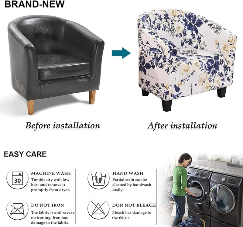 Club Chair Slipcover Jacquard Tub Chair Cover Stretch Armchair Covers Sofa Cover Furniture Protector for Living Room (A51)