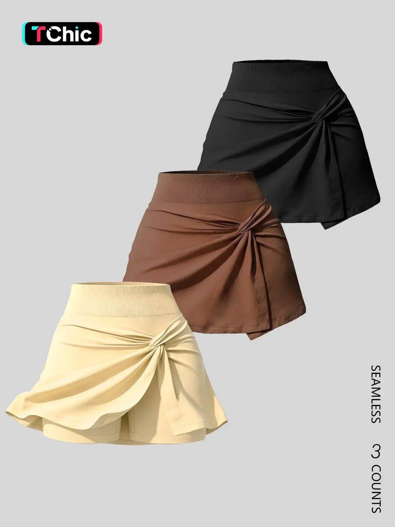 High-Waisted Knot Sports Short Skirt for Women, Safety Pant Tennis Skirt Yoga Fitness Padded Half-Length Skirt, Suitable for Multiple Scenarios, Skirts with Shorts Underneath