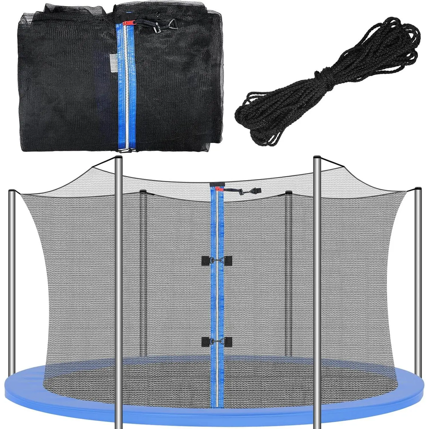Replacement Trampoline Safety Round Frame Enclosure Net Weather Resistant Breathable with Double Headed Zippers