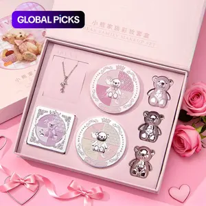 Art Value 7-Piece Makeup Kit Set, Blush, Powder, Eyeshadow, Bear Lipstick & Necklace, Beauty Gift Box for Valentine's Day #GLOBAL PICKS
