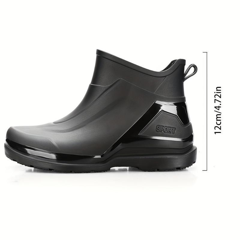(New)Men's Solid Colour Mid Top Waterproof Rain Boots, Comfy Non Slip Durable PVC Water Shoes For Men's Rainy Day Outdoor wellies