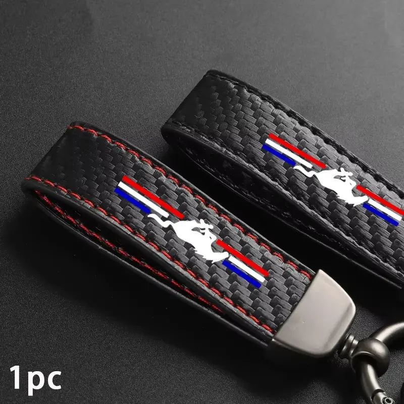 Ford Mustang Carbon Fiber Keychain, High-Performance Metal Ring, Anti-Theft & Wear-Resistant, Enhances Car Keys Grade, Cost-Effective Design