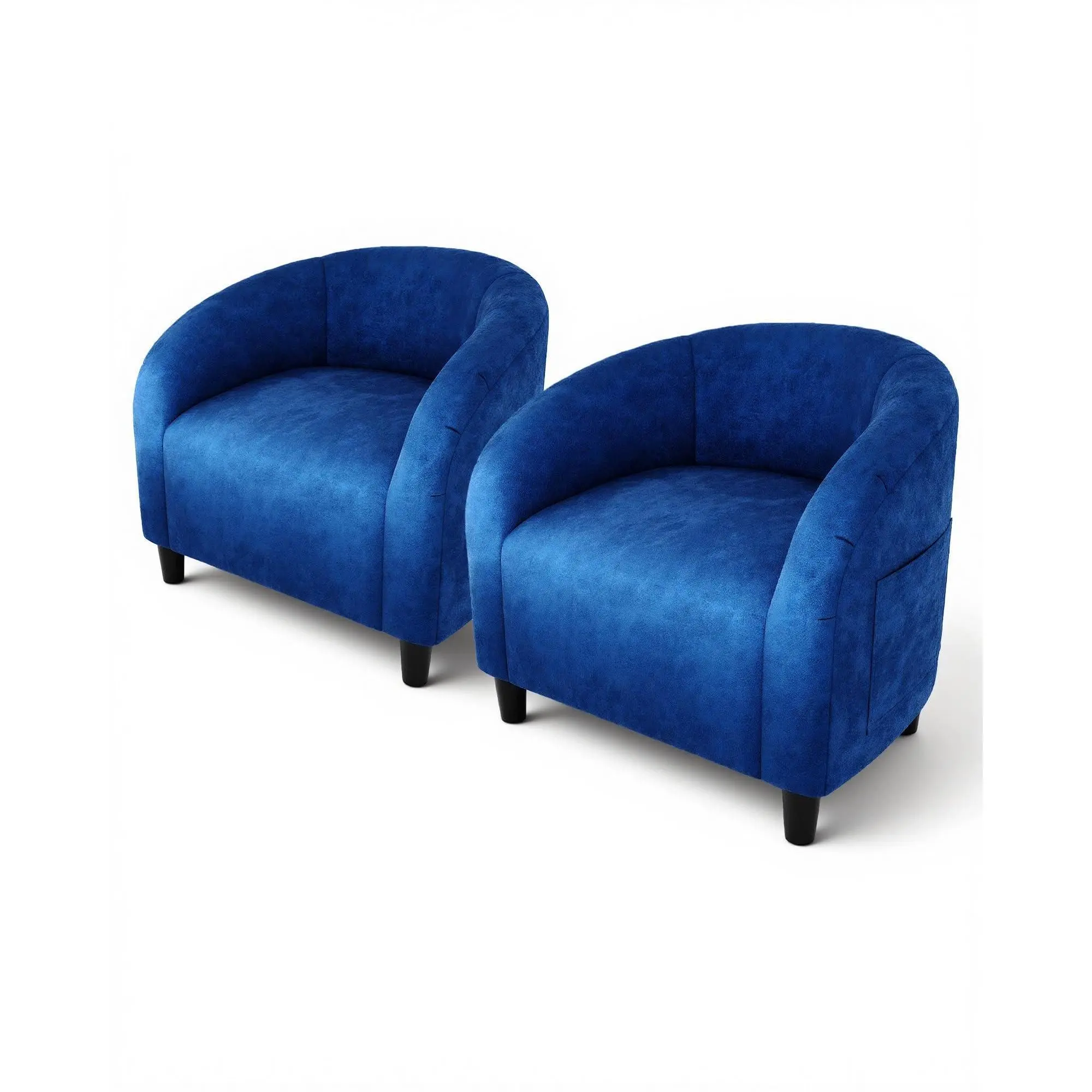 Garvee Set of 2 Upholstered Barrel Club Accent Chairs with Cozy Armrests, Soft Padded Seats, and Solid Sturdy Legs in Navy Blue, Black, and Retro Green for Living Room, Bedroom, Study, or Waiting Room