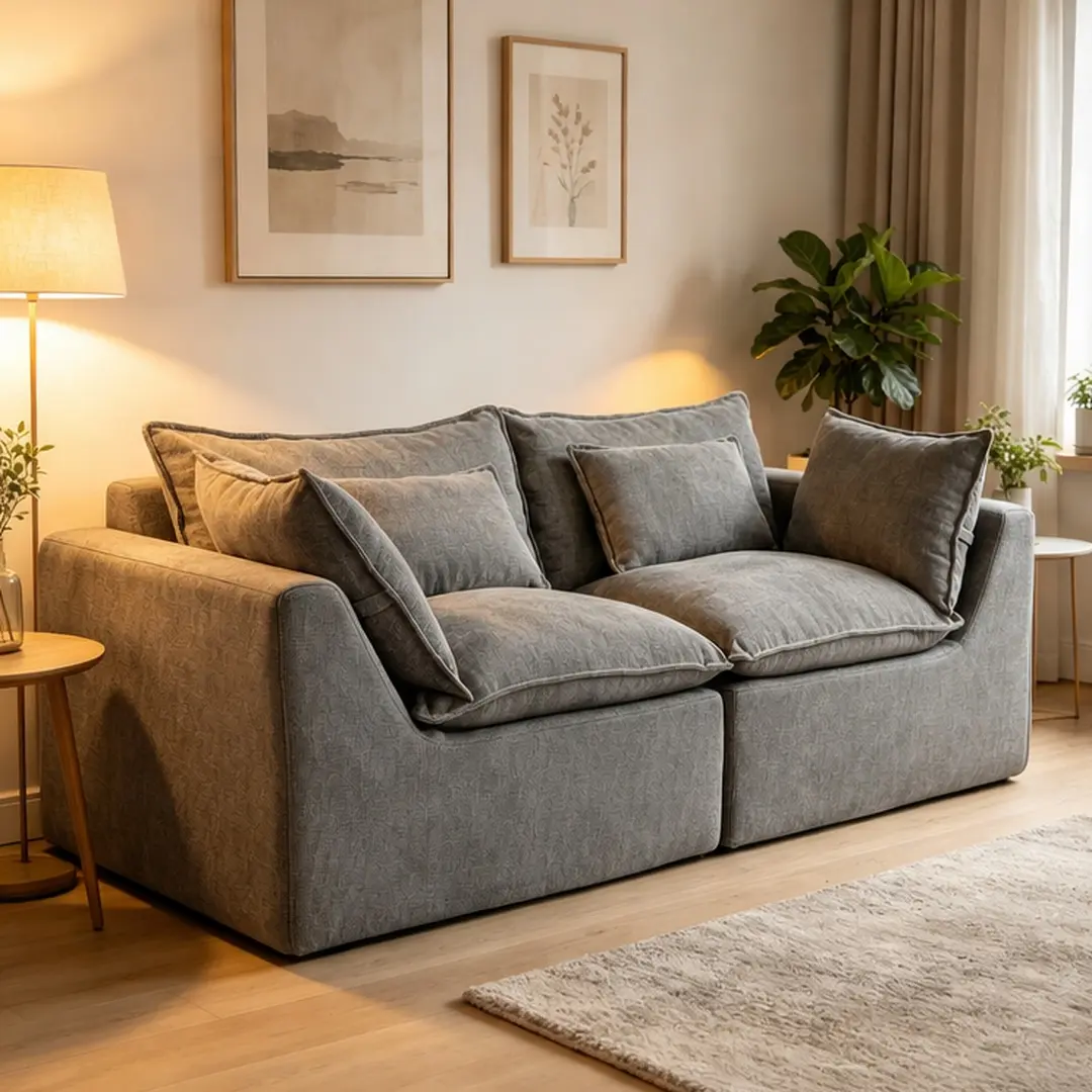 ARCH Cloud Couch Oversized Modular Sectional Sofa 2 Seat 74.8" Wide Deep Seat Velvet Antique Grey Living Room Furniture Slow-Release Foam Comfortable Supportive Easy Clean Family Room, Antique Grey Color Options, Velvet Material, 2 Seat Seat Count