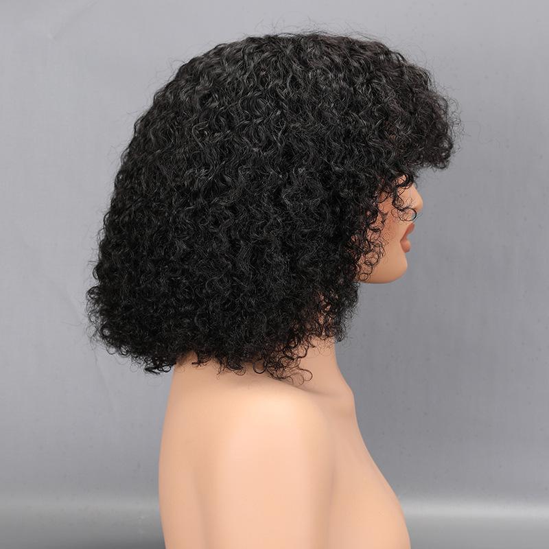 Hand-Tied Lace Closure Glueless Wig African Small Curly Human Hair Natural Looking Hand-Tied Lace Closure Glueless Wig African Small Curly Human Hair Natural Looking