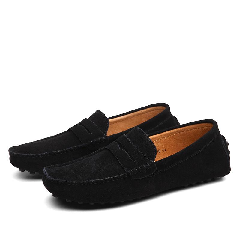 Comfy Men's Solid PU Leather Loafers, Casual Slip On Flat Shoes For Outdoor Footwear men's shoes