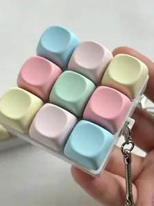 Pastel 9-Key Fidget Toy Keychain, Mini Clicker Stress Relief Toy with Carabiner, 3x3 Keyboard Buttons Anxiety Relief Accessory for Backpacks, Keys & Bags, Cute Gift for Teens, Students & Office Workers