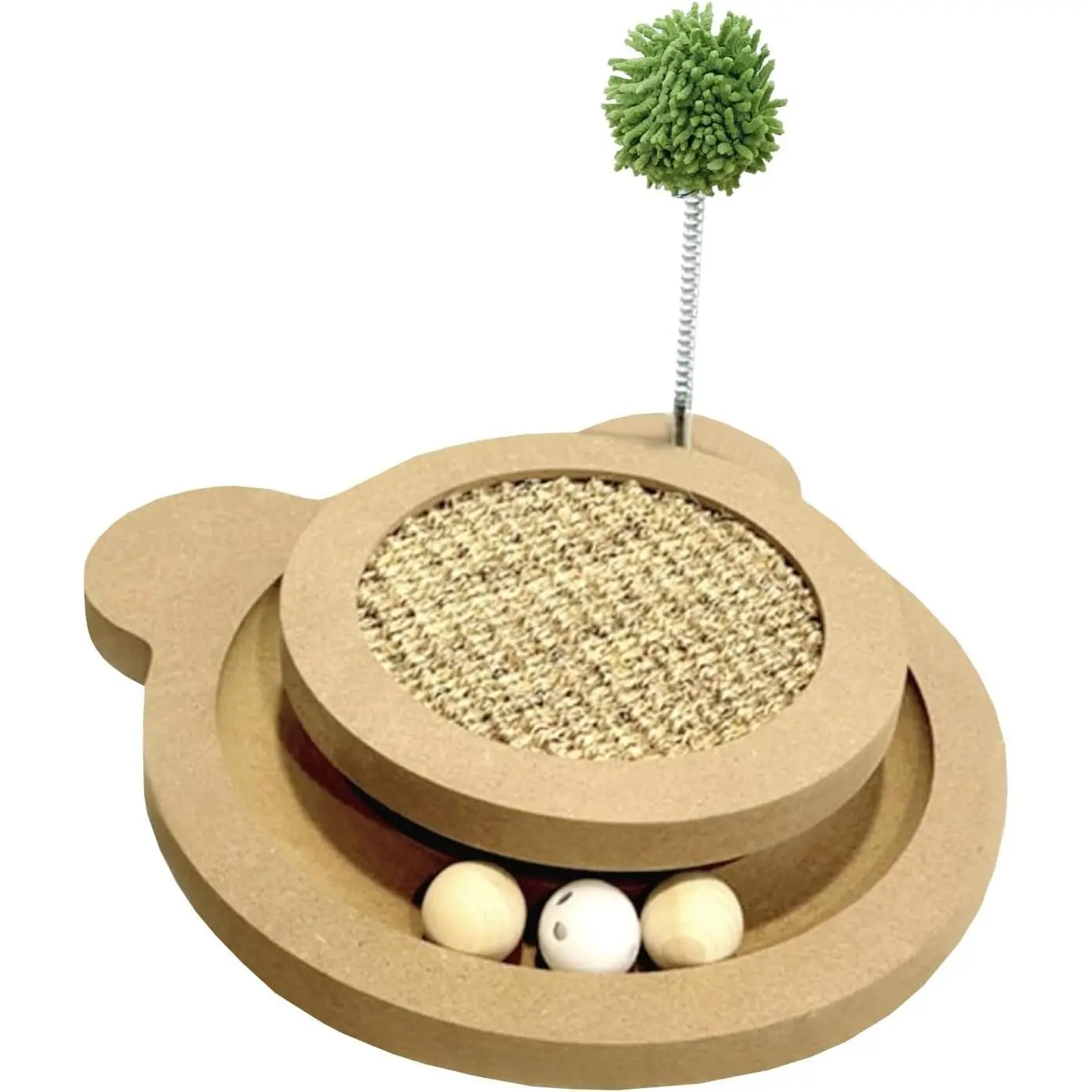 Cute Cat Scratcher,Interactive Scratcher Toys for Indoor Cats and Kitten Natural Sisal Cat Scratch Mats Track Balls Spring Toy,for Bored Cats self Play