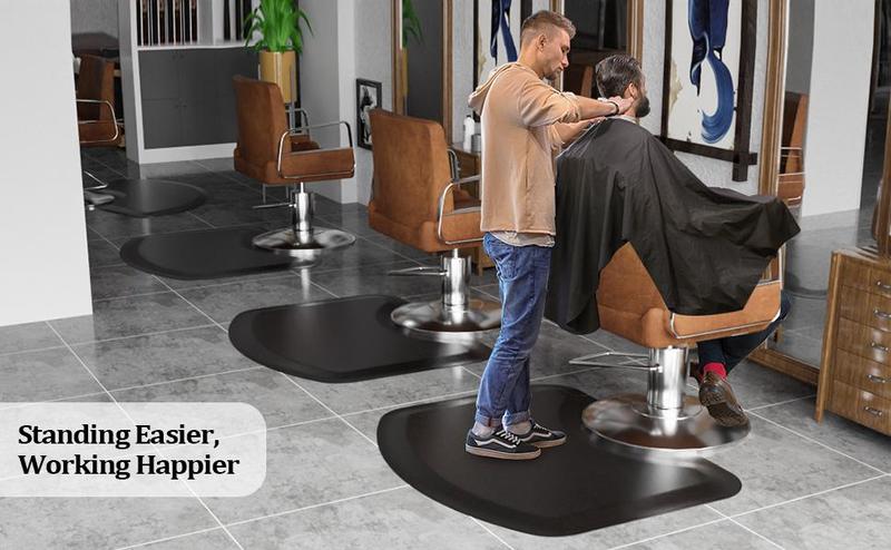 OmySalon Salon Mat for Hair Stylist Anti Fatigue, Thick Barber Chair Mats with Round Cutout Hair Salon Mats for Hairdresser Standing, Barbershop Beauty Spa Hairdressing Equipment