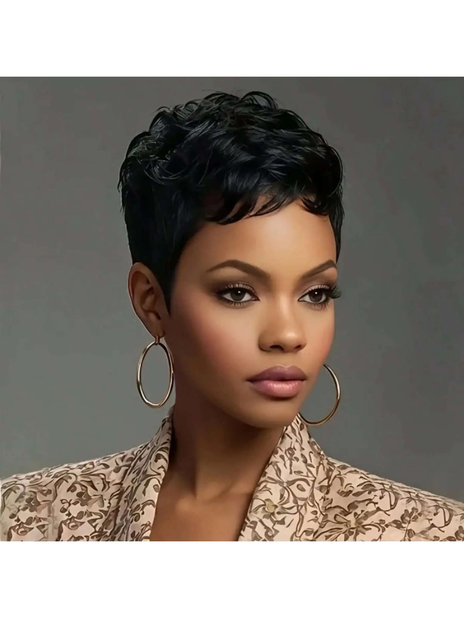 Short Bob Wig ForWomen Pixie Cut Silky Straight Wigs Glueless Wig None Lace Front Wig With Bangs Natural Black Straight Full Machine Made Short Layered For Daily Use