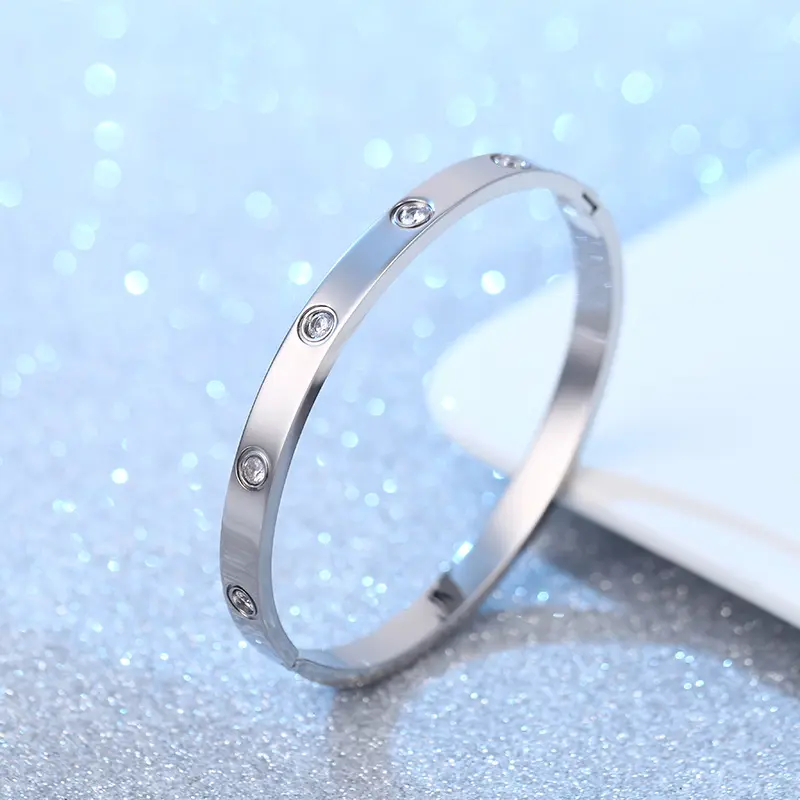 Loveden Fashion Couple's Ten-Diamond Titanium Steel Bracelet, Trendy Full-Diamond Titanium Steel Jewelry, Custom Stainless Steel Bracelet