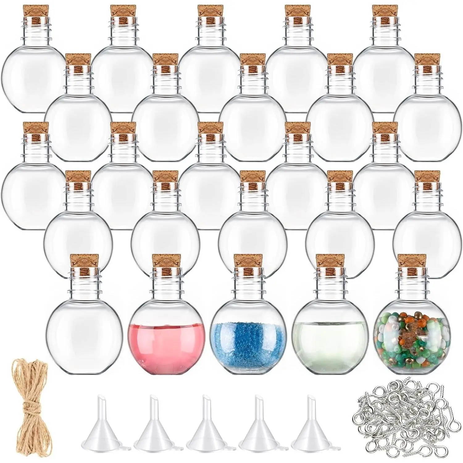 25 Pack 1oz Plastic Mini Potion Bottles with Corks
