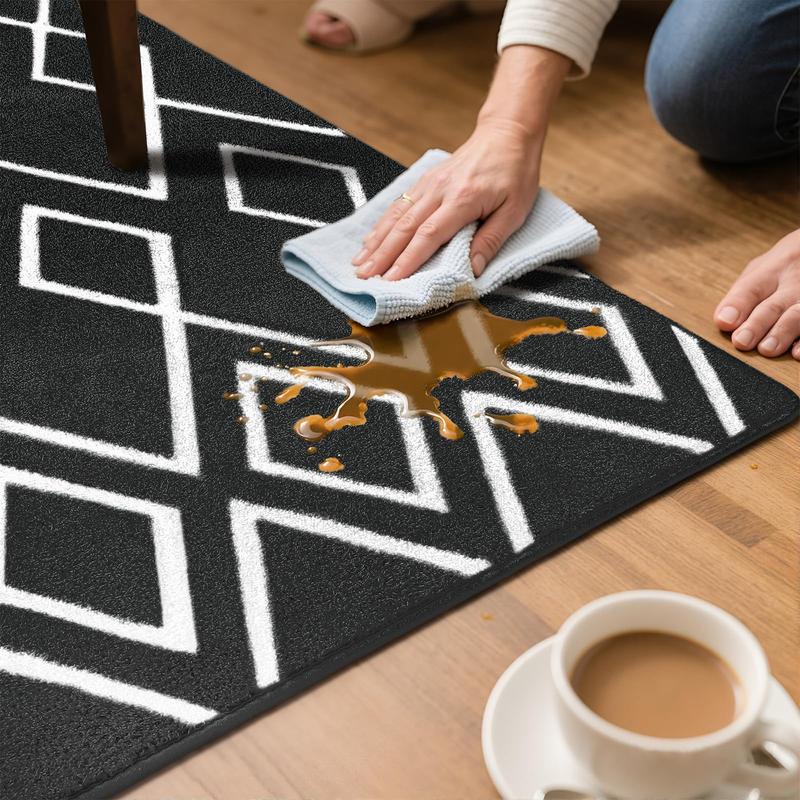 7x10 Soft Area Rug for Bedroom, Moroccan Style Rugs for Living Room, Geometric Non-Slip Carpet with Memory Foam for Bedside Office Dorm Hallway,Black, Navy Blue, Grey, Brown, Purple, Grey, 4x6, 5x7, 6x9, 7x10 Feet rugs living room