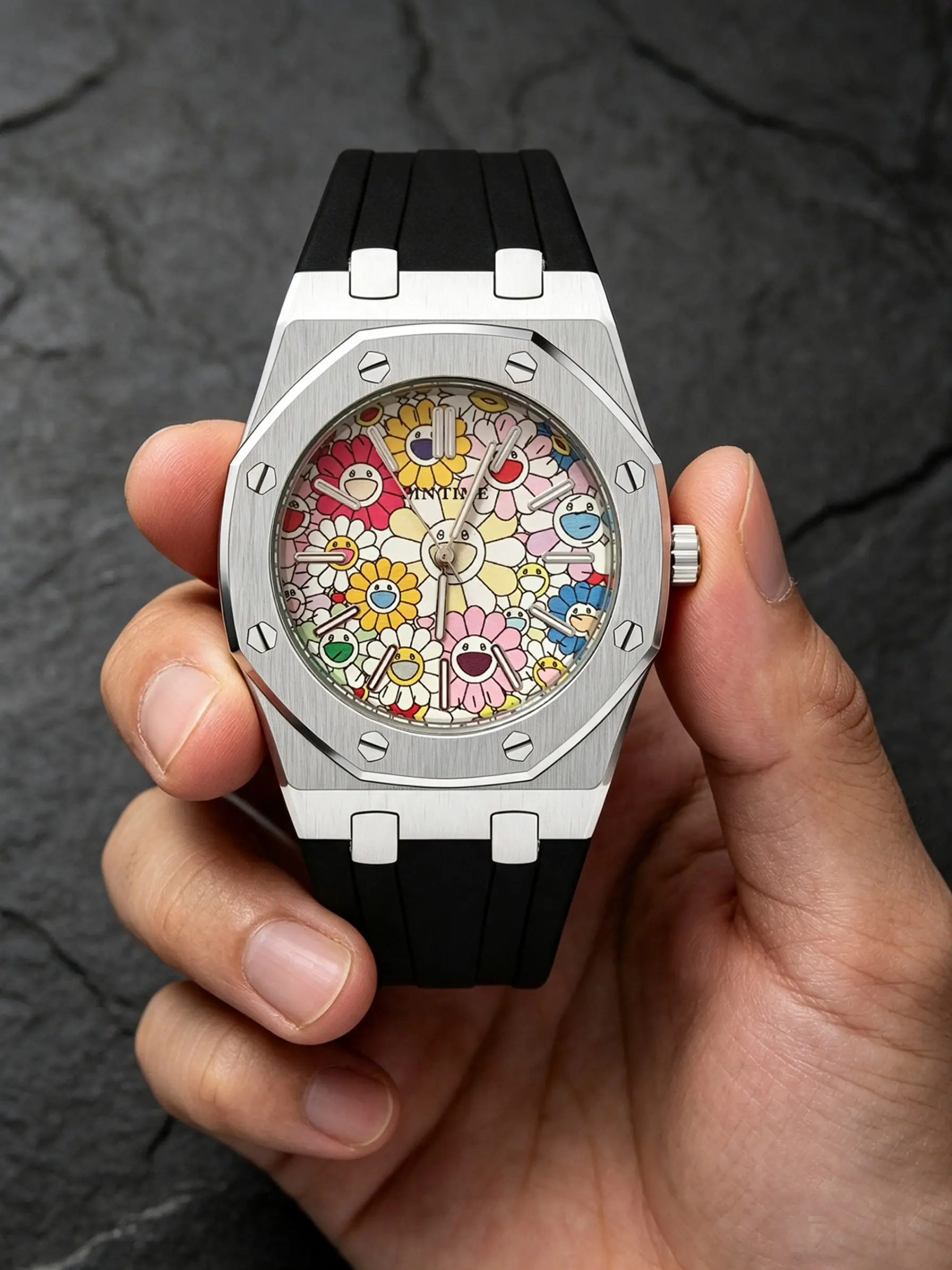 Men's Quartz Watch, Floral Sunlight Silicone Strap, Youth Fashion Gift, Date Display, Waterproof, Casual Style, All Seasons, Analog Quartz Watches