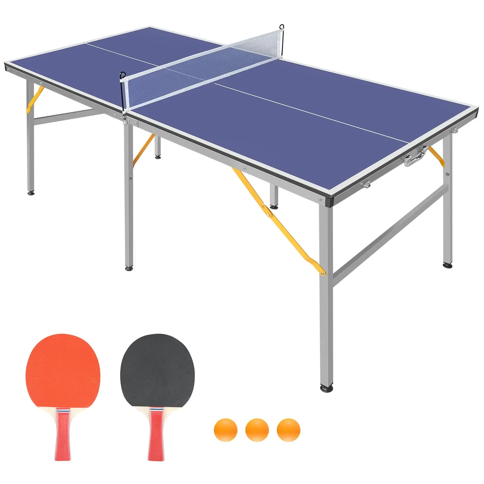 GARVEEProfessional Outdoor Table Tennis Tables,6x3FT Indoor/Outdoor Portable Ping Pong Table Game with Net for Adults/Teens,2 Table Tennis Paddles and 3 Balls