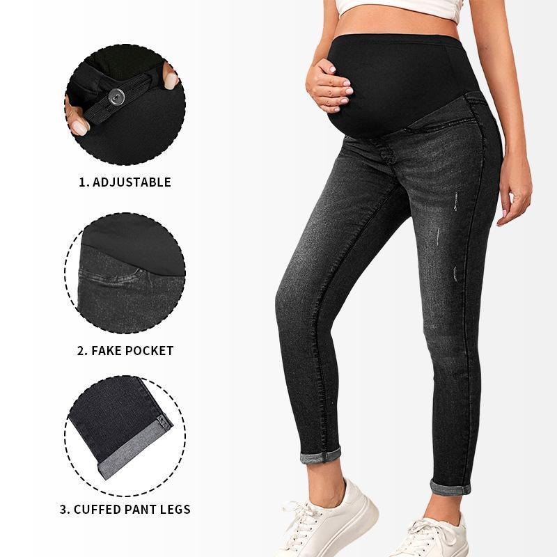 Women's Maternity Jeans Over Belly Skinny Denim Jeggings Comfy Stretch Pregnancy Pants
