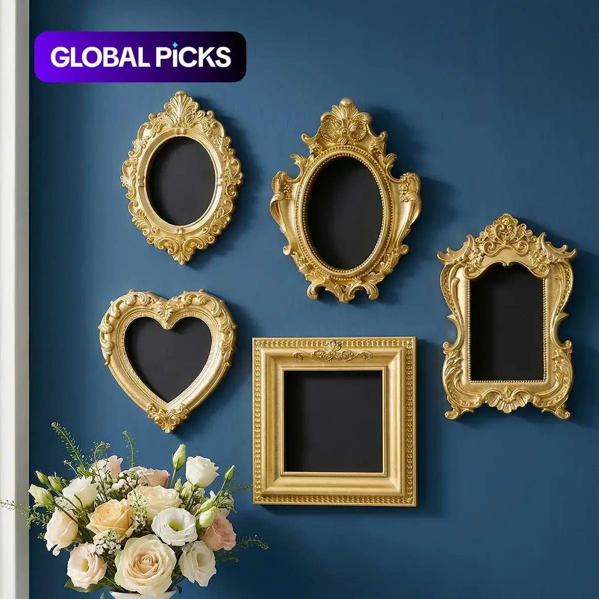5pcs European Style Wall Decorations, Resin Hand-Painted Art Crafts, DIY Photo Frame, Home Party Festival Decoration #GLOBAL PICKS