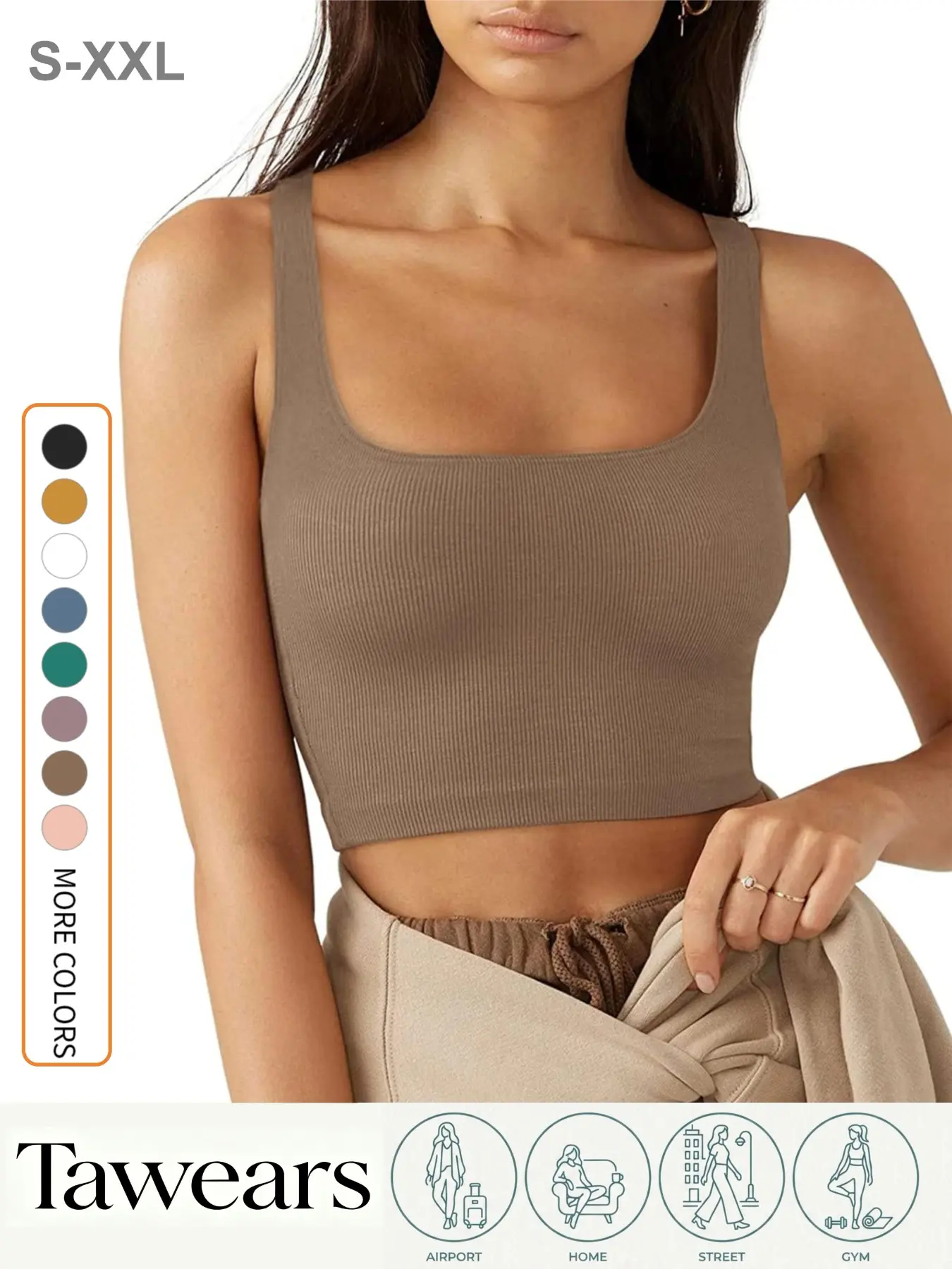 Women Solid Ribbed Sleeveless Tank Top, Soft Stretch Slim Fit Camisole, Breathable Workout Vest, Casual Sports Underwear, Casual Sleeveless Knit, Basic