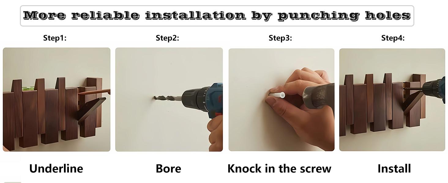 Tlongxia【Innovate Beech-8 Hooks Piano Key Hanger, with Tray Table, can Hold Small Ornaments, Photo Albums, Flower pots 4 Piano Hooks+3 Round Hooks+1 Tray Table