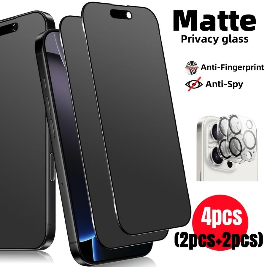 2+2pcs Matte Privacy Screen Protectors with Camera Lens Protectors for iPhone series, Tempered Glass Anti-Spy, Protective, 9H Hardness Anti-Scratch, Compatible with iphone 17/16/15/14/13/12/11 air Plus pro max Series Accessories Protection