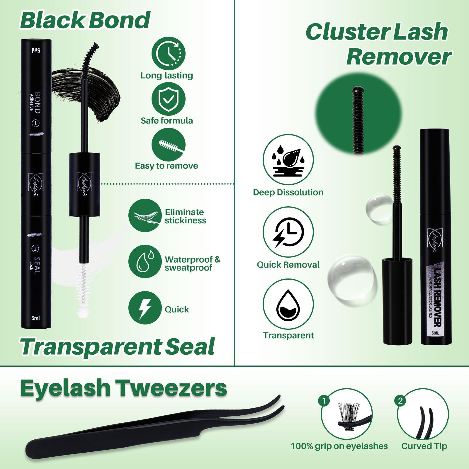 100D D Curl 18-24mm Mixed Length DIY Cluster Lashes Kit, 1 Box Soft and Comfortable False Eyelashes, Long-lasting Lashes Kit for Women & Girls, Individual Lashes Cluster