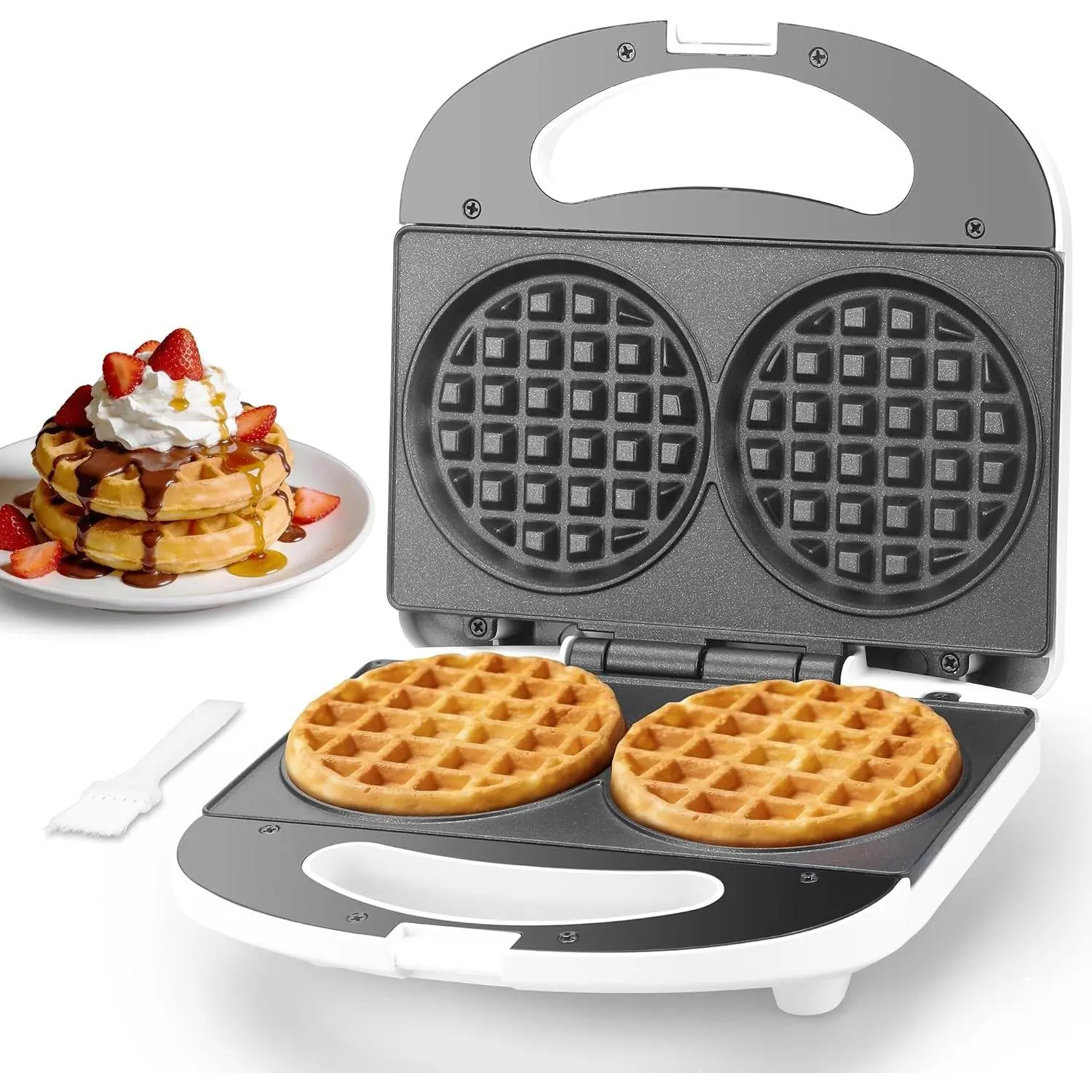 Double Mini Waffle Maker Machine, Chaffle Maker, Waflera Electrica, Small Waffle Iron for Waffles, Keto Chaffles, Hash Browns, Cookies, 4 Inch
