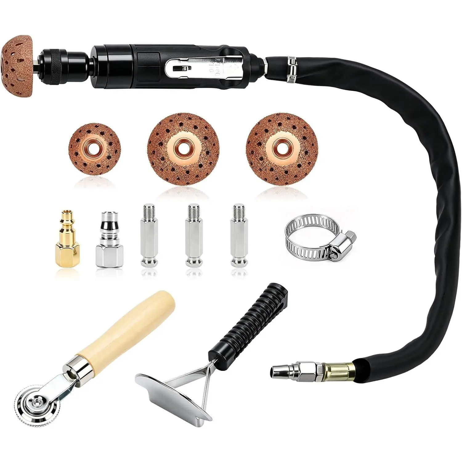 Pneumatic Tire Plug Tools Kit 2500RPM Low Speed Tire Buffer  with Tungsten Steel Grinding , Tire Scraper, Rubber  Roller Tire Patch Kit for Auto Tire Repair and Maintenance