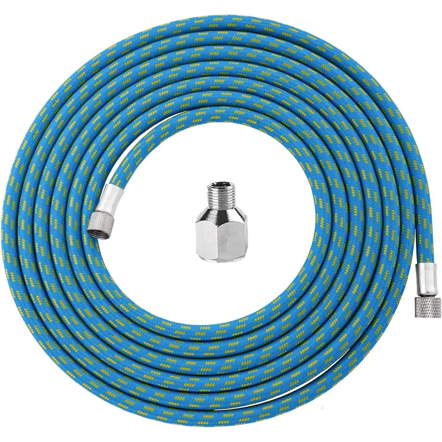 HUBEST 6ft Braided  Air Hose with 1/8 Inch to 1/4 Inch Adapter - Nylon Braided Air Line Compatible with Iwata, Master, Devilbiss  Compressors - Kink-Free Standard Fitting