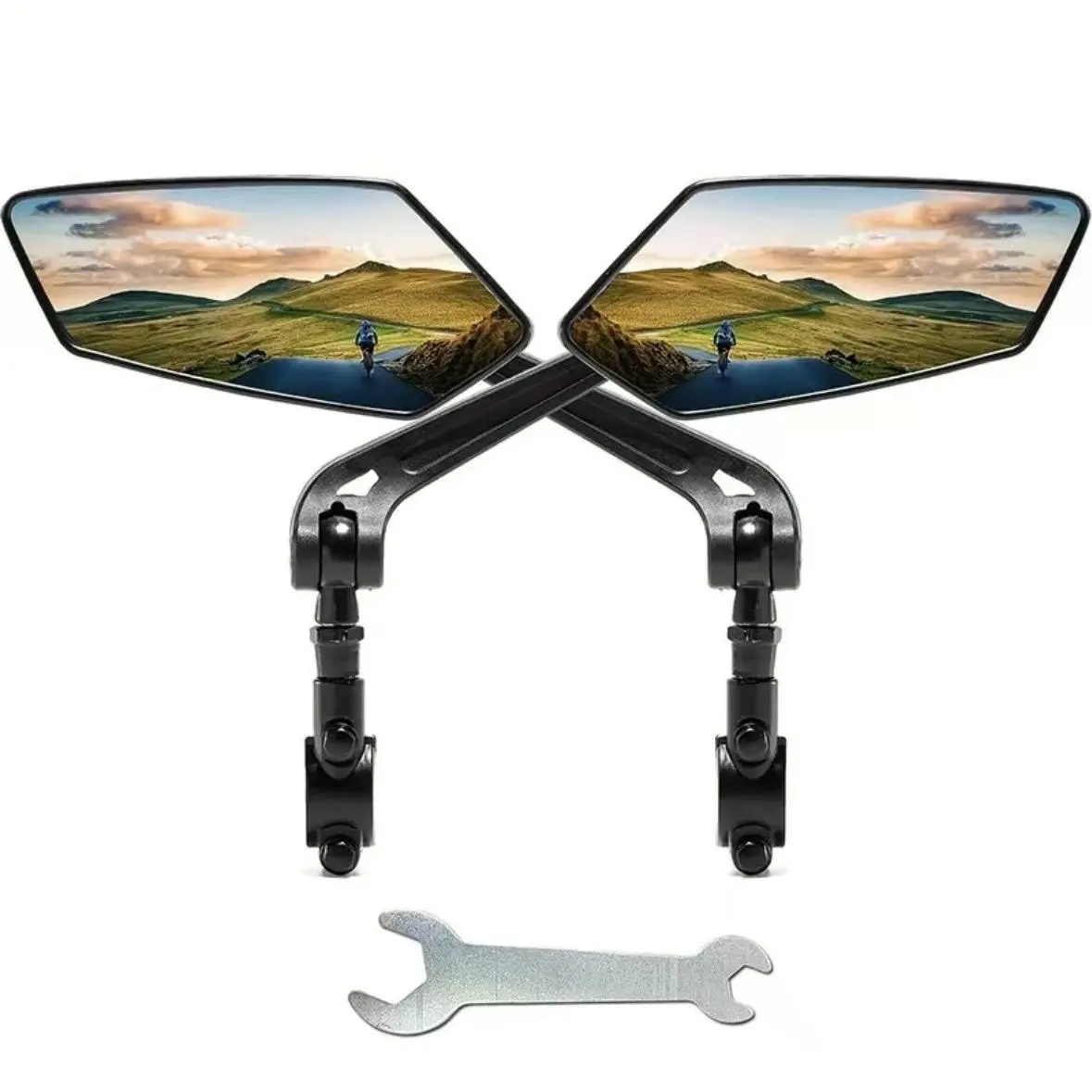 Bicycle Handlebar Rear View Mirror - Adjustable Left/Right Cycling Accessory with Wide-Range Back Sight, Compatible with Mountain Bikes, Commuter Bikes, Aluminum Alloy Build, Glass Coating, Easy Installation