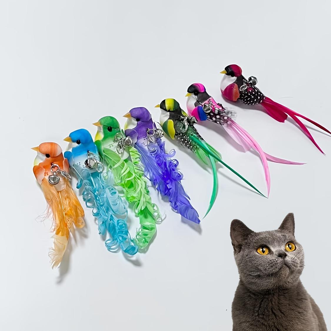 2pcs/3pcs Bird Toy for Cats, Artificial Feathers Cat Toys, Bird Cat Wand Replacement Heads, Cat Wand Toys, No Batteries Needed, Durable Replacement Heds for Wands, Bird Cat Toy for Indoor Kitten Exercise