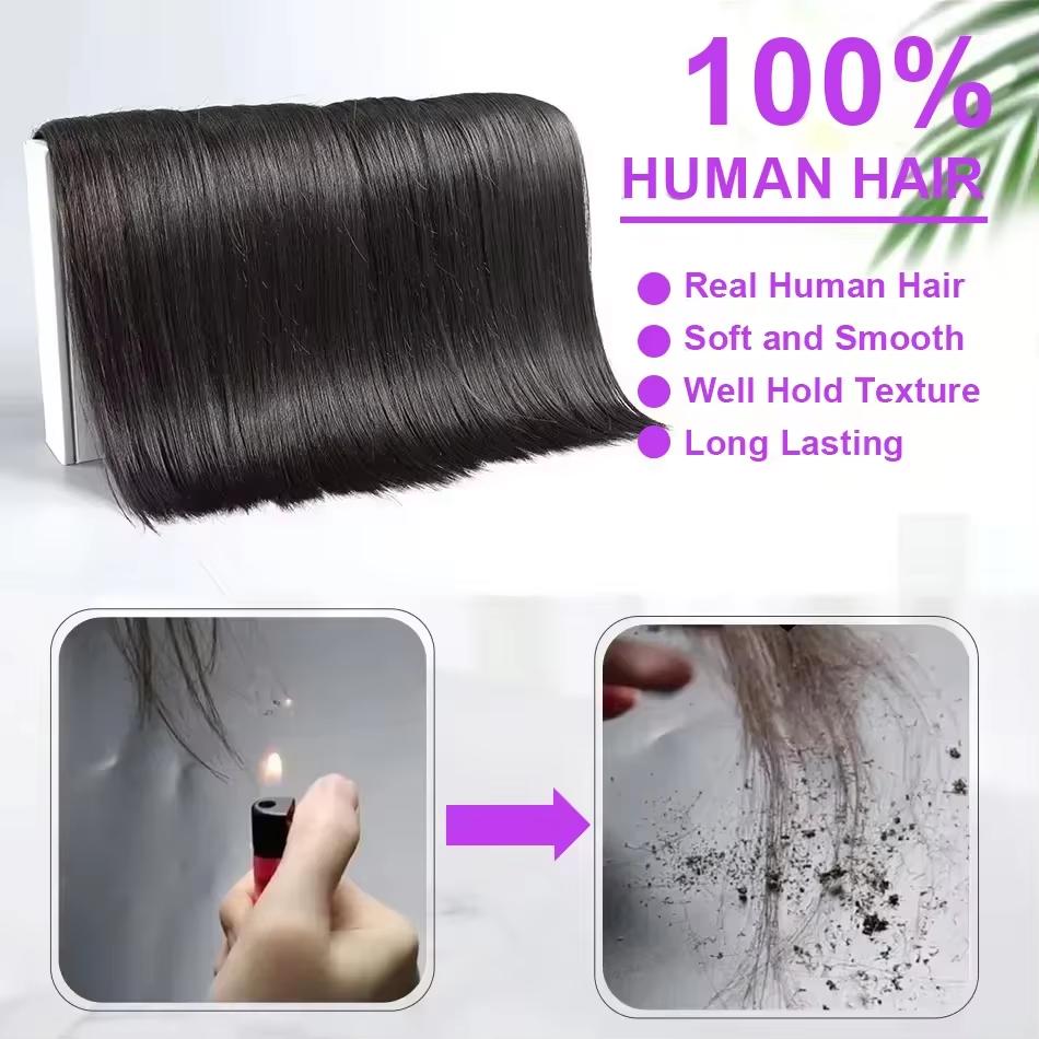 Odbe Hair Natural Black Straight 12A Raw Hair Bundles 16-30Inch Brazilian Virgin Human Hair Bundles Double Weft Hair Bundles Unprocessed Natural Hair