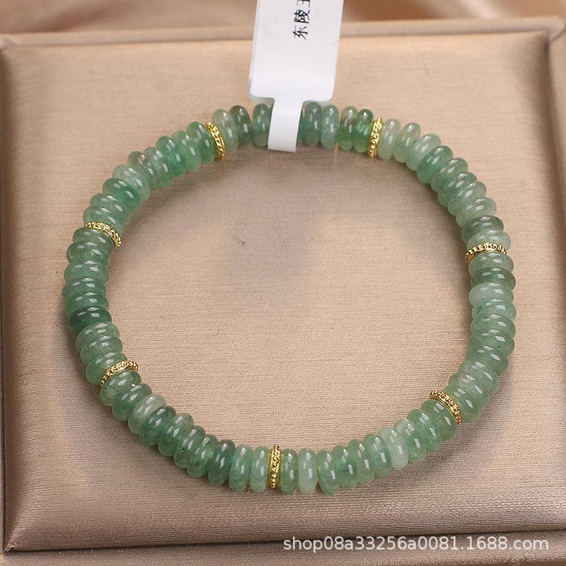Natural Dongling Jade Abacus Beads Bracelet Women's Green Fresh White Chinese Style Natural Crystal Girlfriend Luxury HandString.