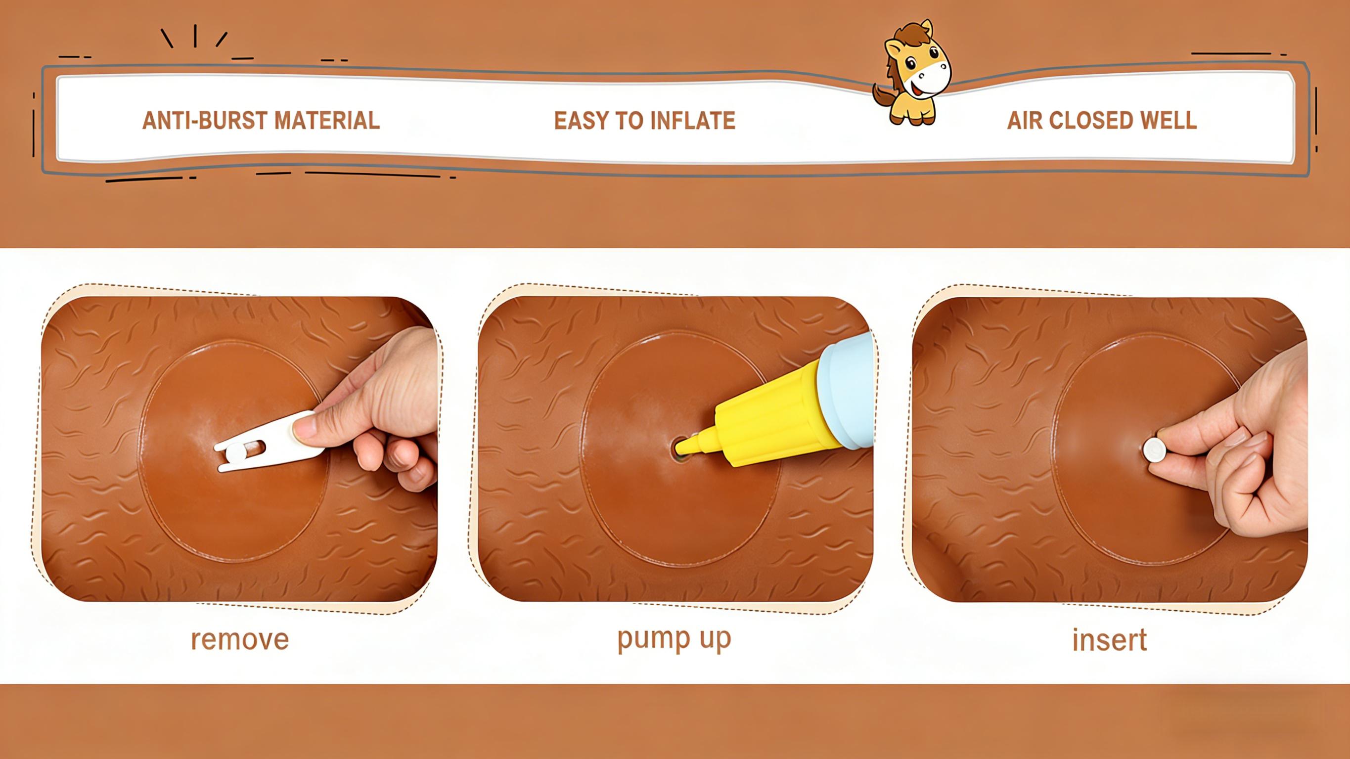 Bouncy Horse Hopper Toys, Toddlers Bouncing Farm Animals Inflatable Jumping Hopping Horse, Ride on Rubber Bouncer for Kids, Outdoor Indoor Cool Birthday Gifts for 2 3 4 5Year Old Girl Boy