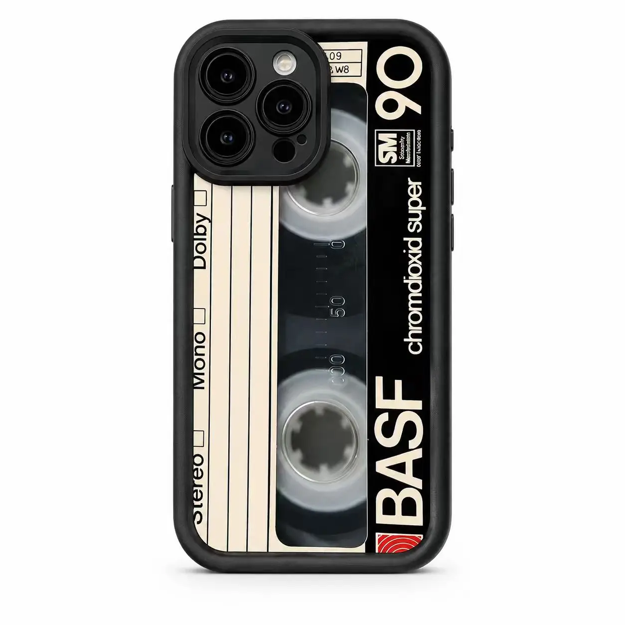 90s Retro BASF Cassette Tape Nostalgic Shockproof Anti-Slip iPhone Case For iPhone X to iPhone 17 Series