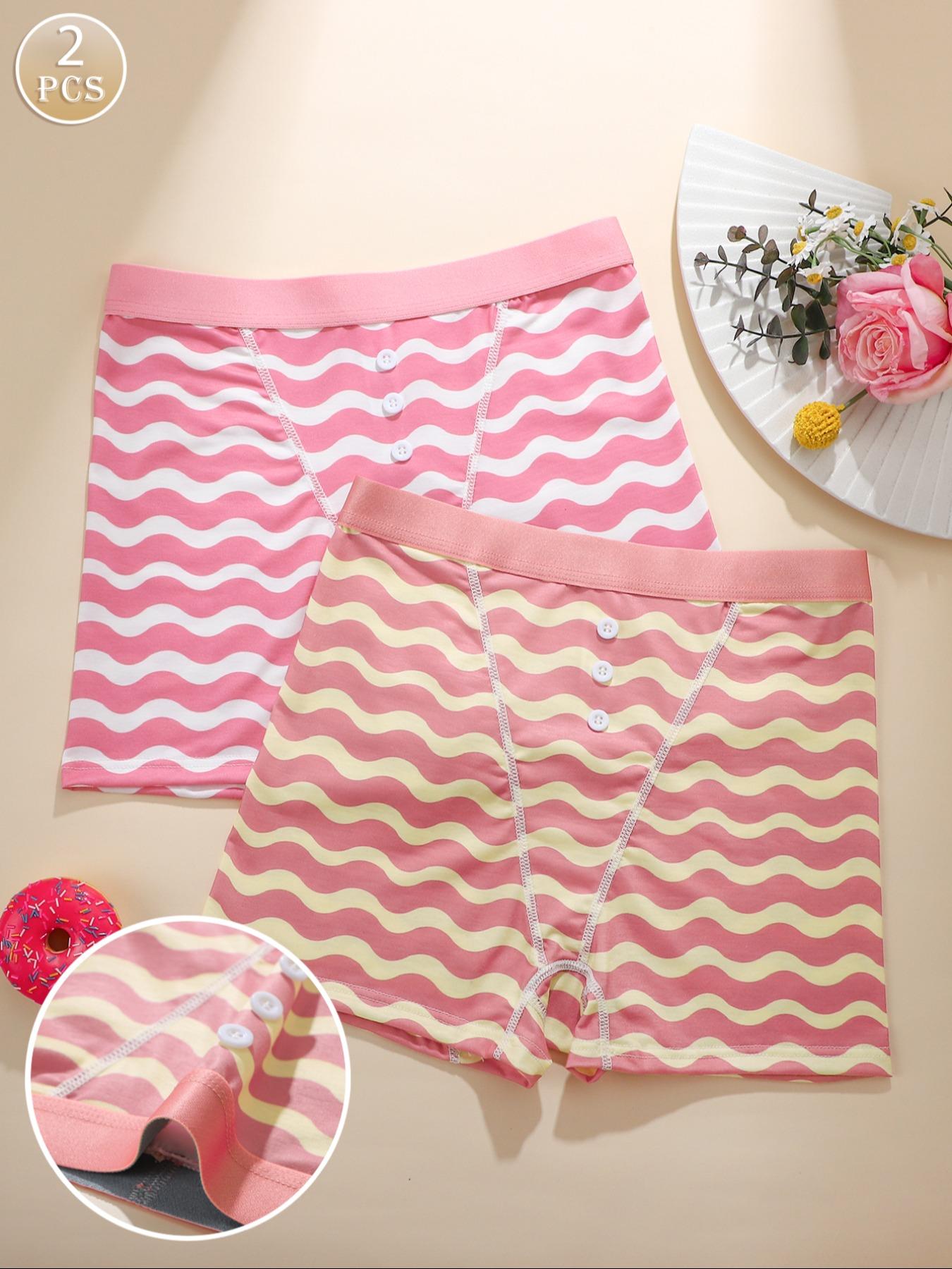 Women's Striped Print Underwear Set, 2/3/5/8 Pieces, Comfortable Breathable Fabric, Casual Style, All Seasons, Fitted Waistband