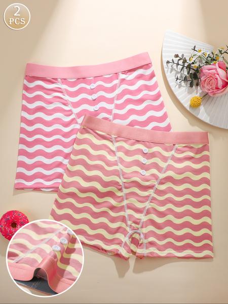 Women's Striped Print Boyshorts, Casual Comfy Breathable Panty for Daily Wear, Underwear for All Seasons, Underwear for Women