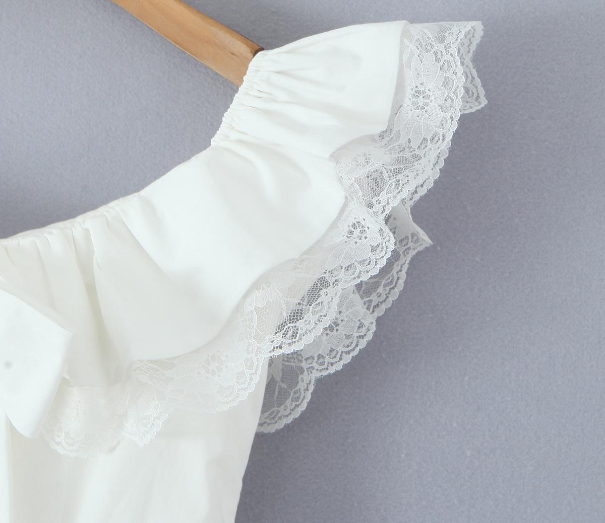 Pure Desire Off-Shoulder Ruffle Sleeve Lace Bow Belt Puffy Princess Dress