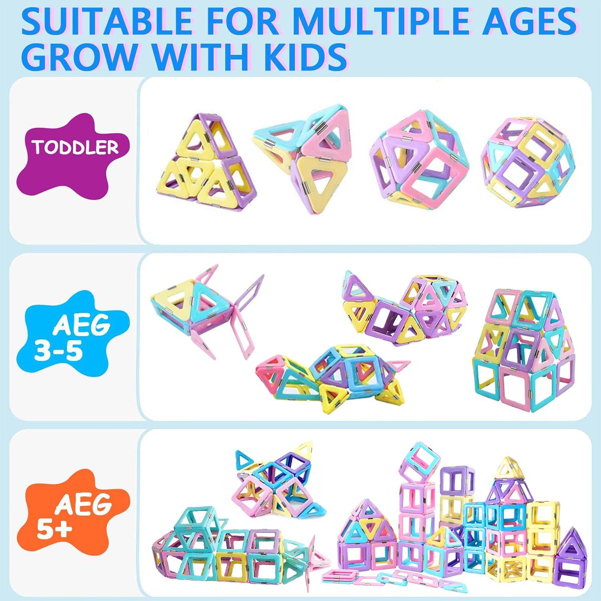 Magnetic Building Blocks for Toddlers Macaron Magnetic Blocks STEM Toys 3D Creativity and Educational Construction Toys Toys for Kids Age 3-6 Birthday Gifts Random Color Magnetic Building