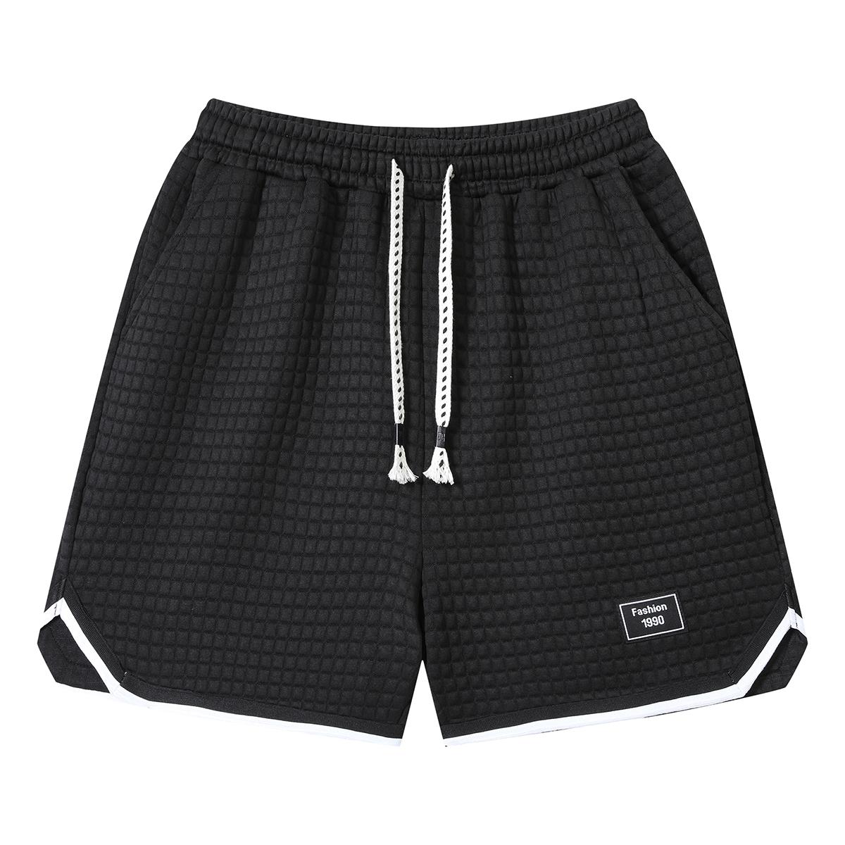 Men's Waffle Texture Casual Summer Shorts, Elastic Drawstring Waist Loose Fit Streetwear Shorts with Pockets, Breathable Lightweight Daily Wear Shorts for Vacation, Gym, Walking, Men's 2026 New Arrival Retro Fashion Bottoms