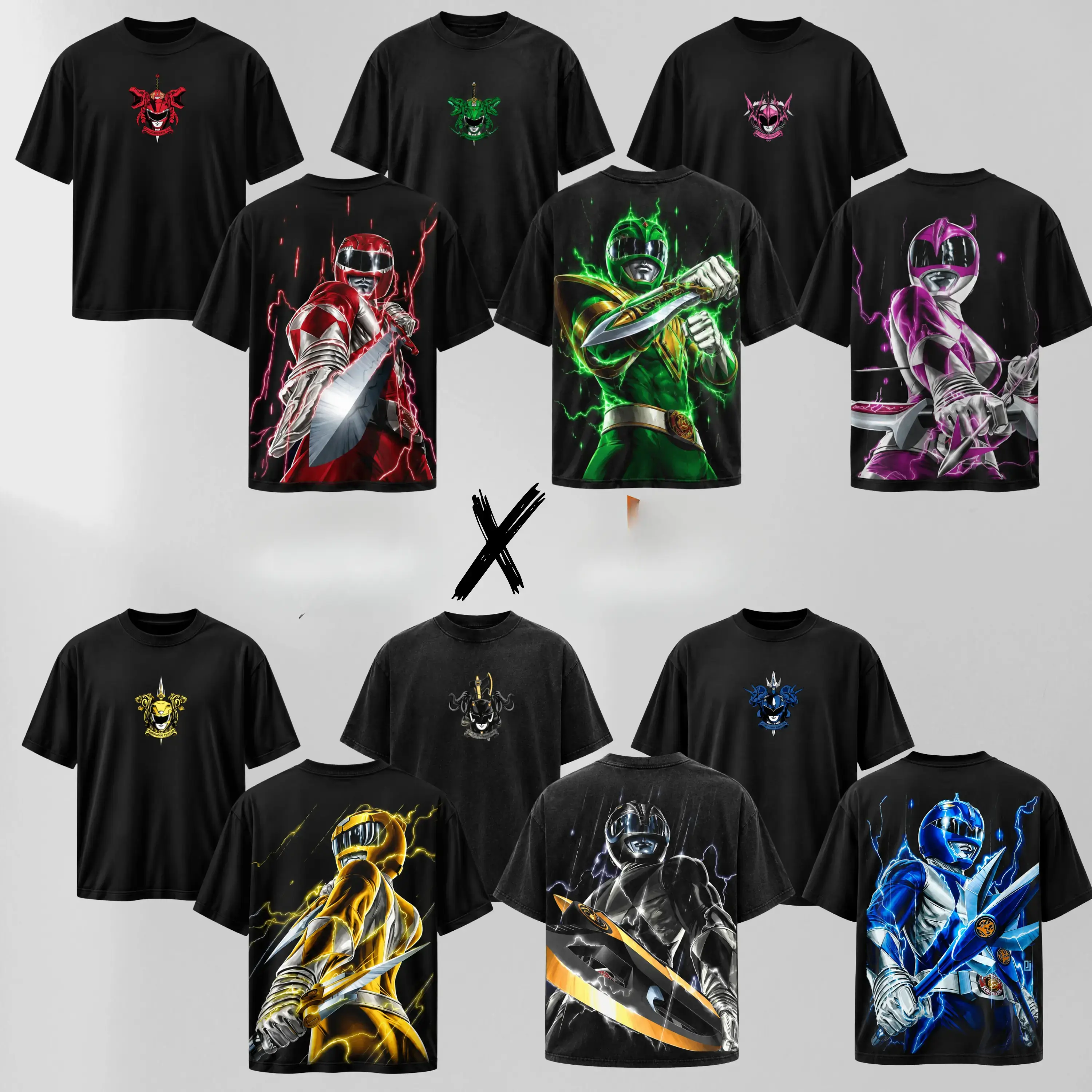 [Collection] Morphin Power Rangers 1990 Heavy Cotton T-Shirt – Retro 90s TV Series, Movie & Game Superhero Graphic Tee, Classic Comic Style Unisex Top For Fans & Collectors