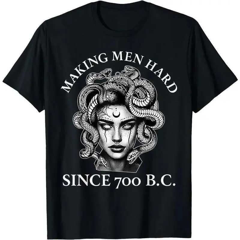 Funny Medusa Graphic Print T-Shirt, Unisex Short Sleeve Streetwear Top in Moisture-Wicking Cotton for Workouts or Summer, Tshirt..
